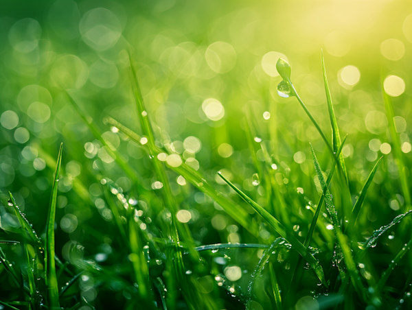 Morning Dew Sparkle on Vibrant Green Grass