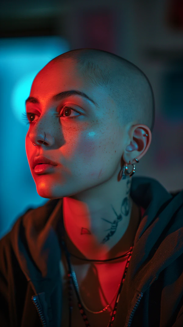 Colorful Portrait with Dramatic Lighting