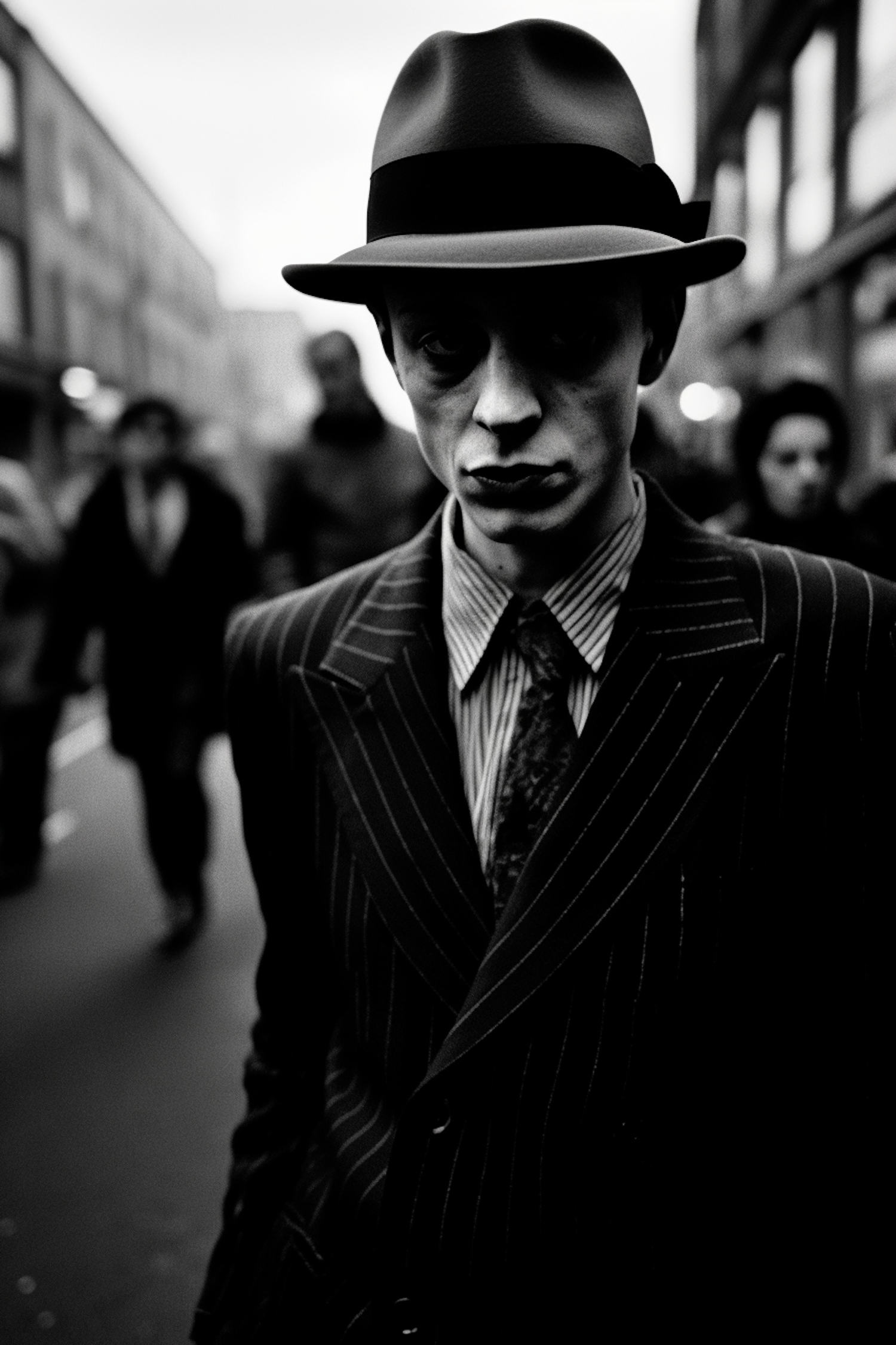 Somber Portrait in Striped Suit