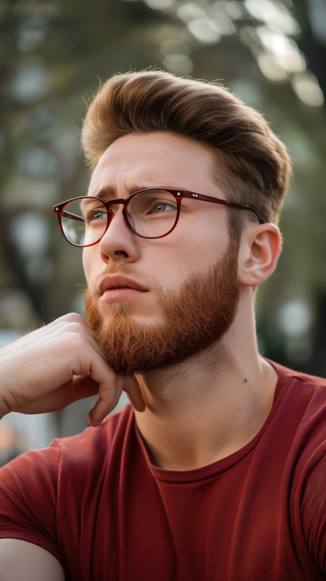 Contemplative Young Man with Red Beard