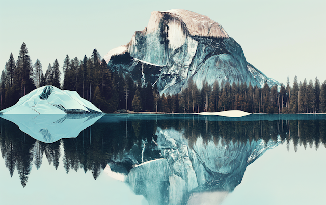 Serene Mountain Landscape with Ice Formation