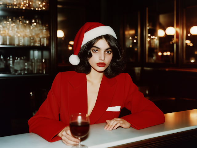 Festive Woman at Bar