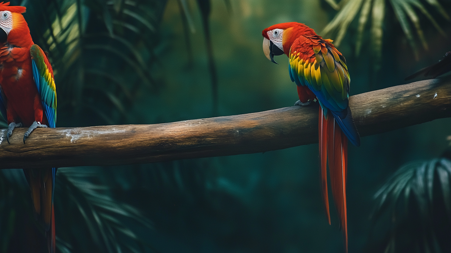 Vibrant Macaws in Tropical Setting