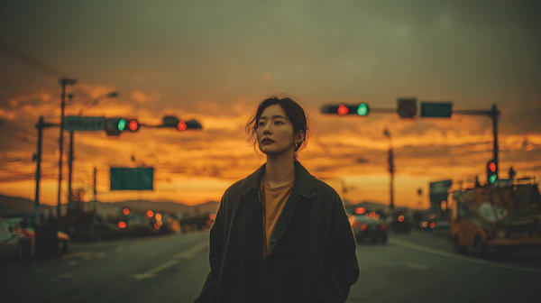 Contemplative Sunset Scene