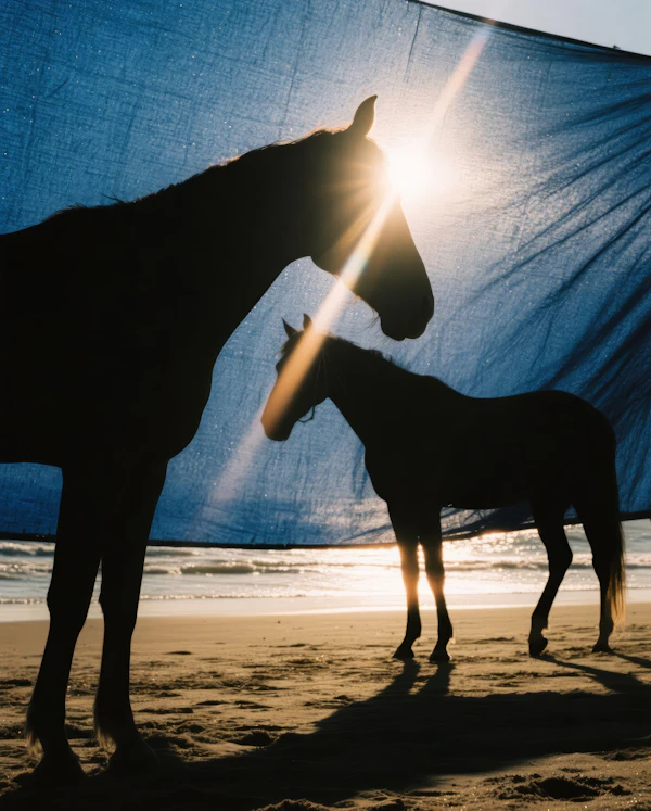 Horses on Sunset Beach