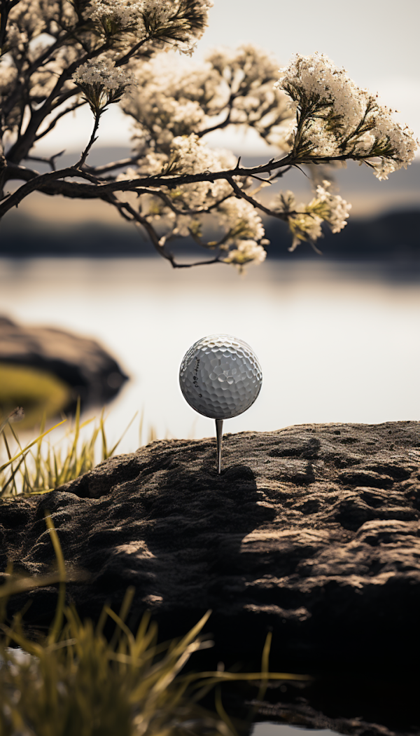 Tranquil Tee-off: Golf Ball Elegance Amid Nature's Embrace