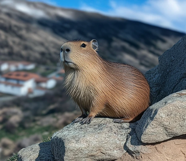 Capybara on Rocks
