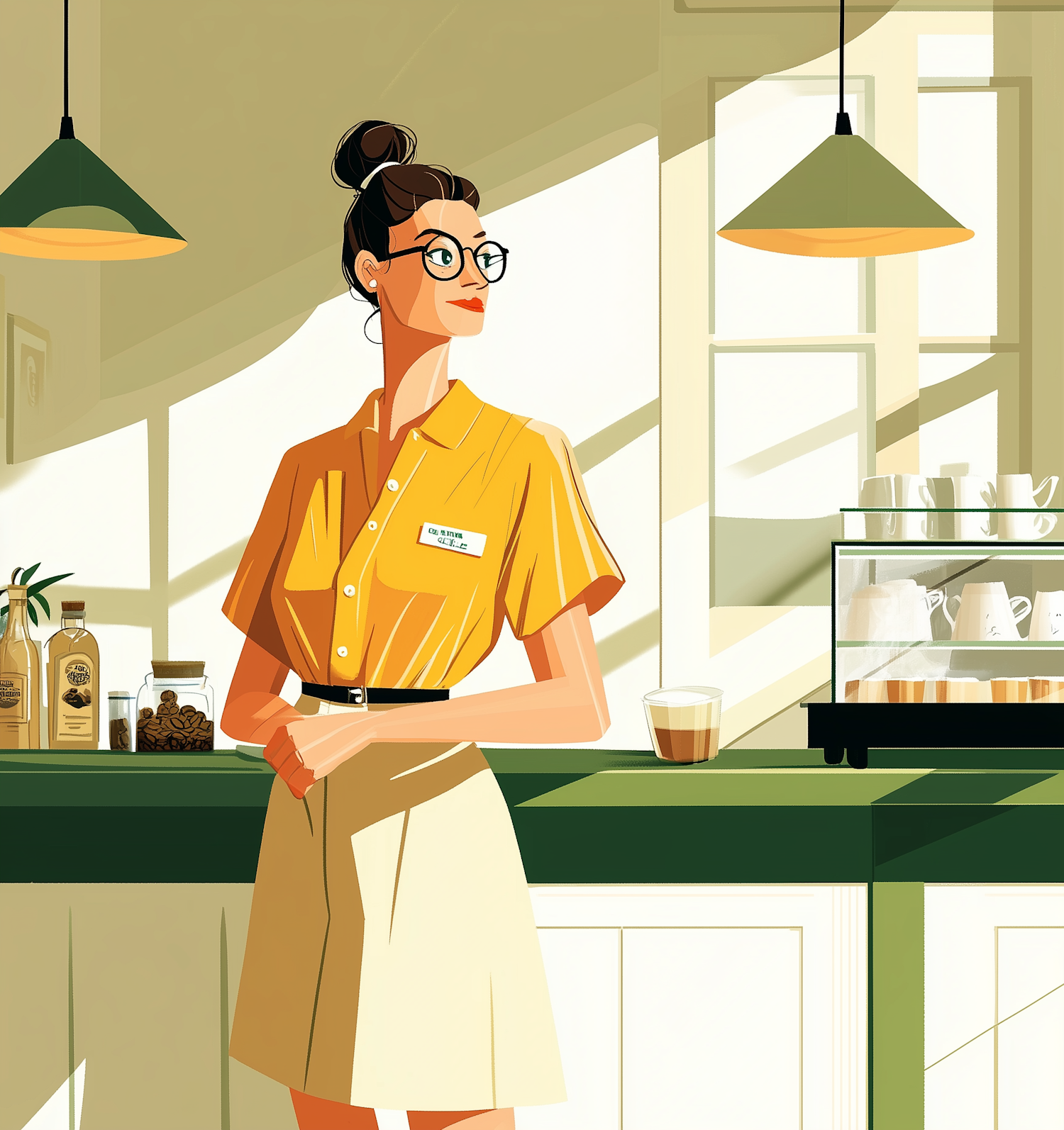 Café Employee Illustration