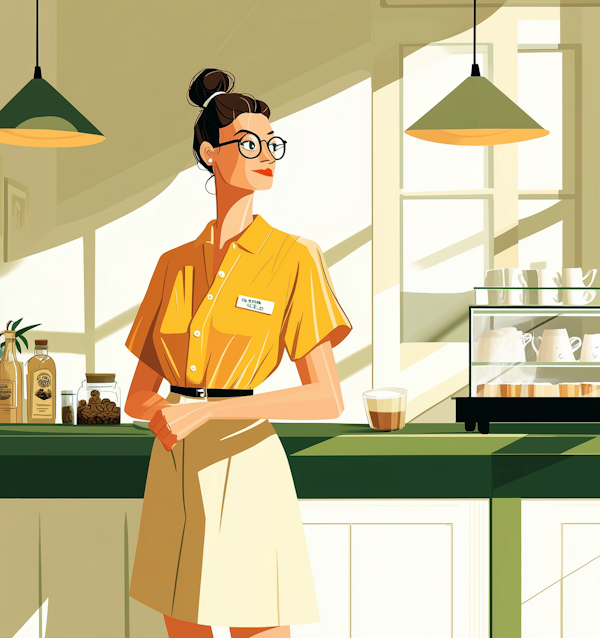 Café Employee Illustration