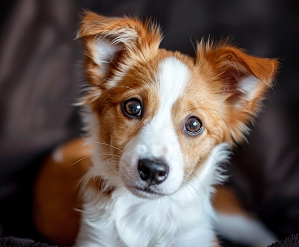 Portrait of a young Border Collie with heterochromia