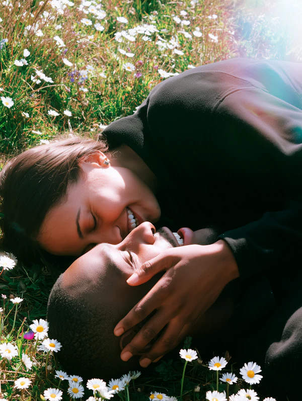 Couple in Daisy Field