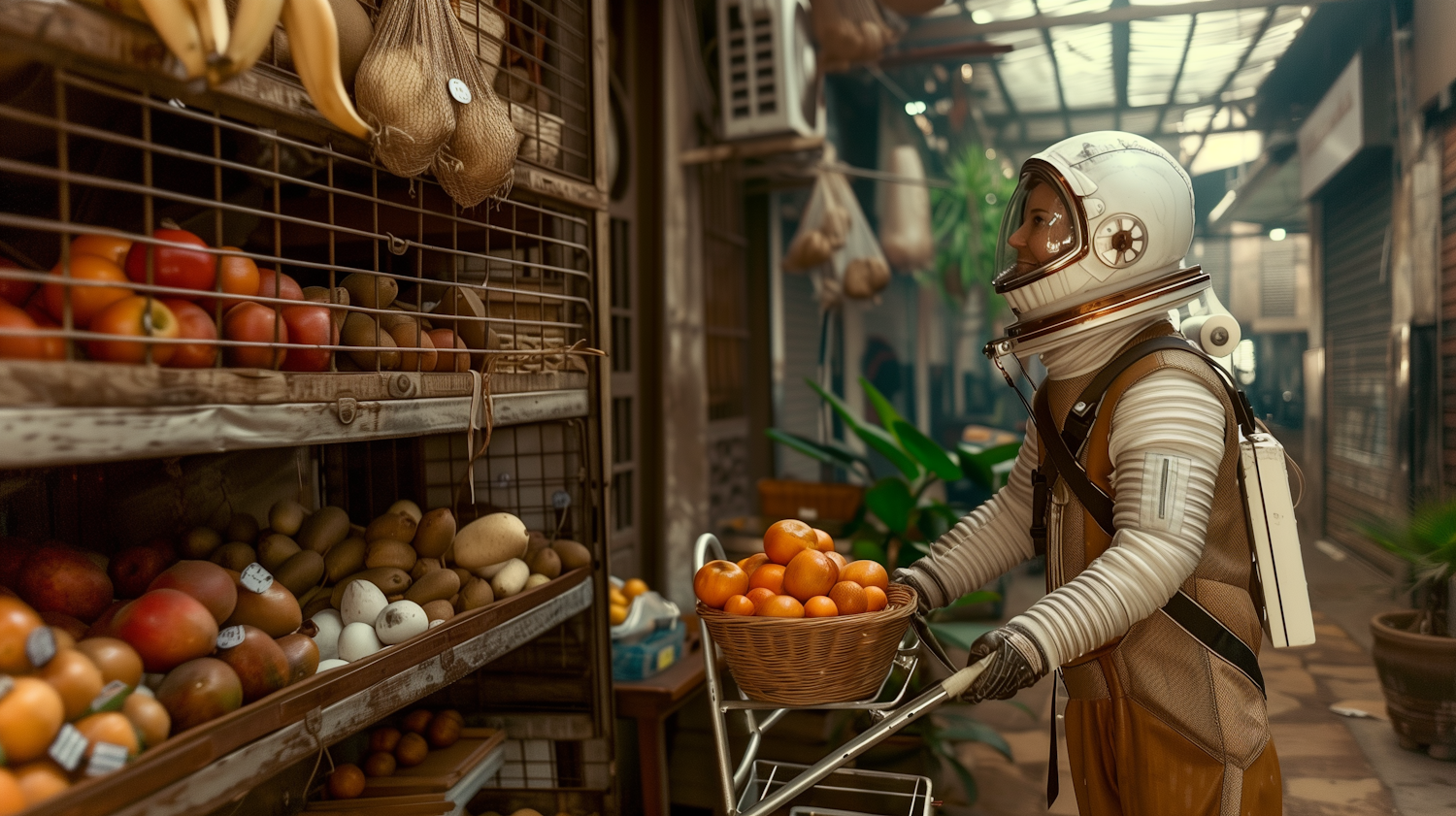 Astronaut Shopping for Produce