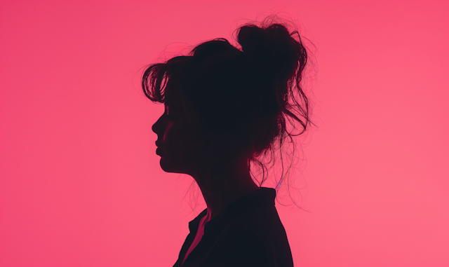 Silhouette of a Woman on Pink Background