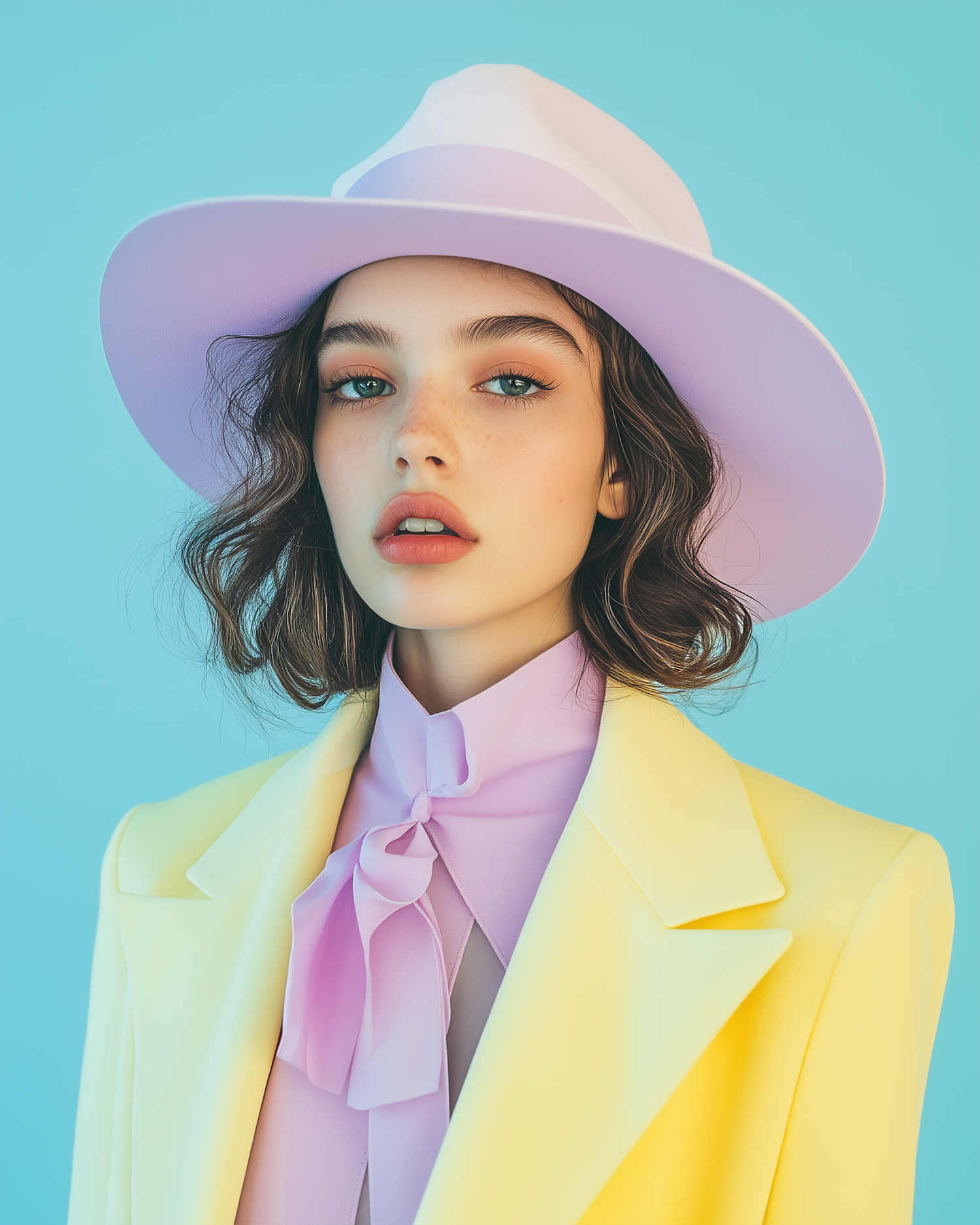 Fashionable Woman in Pastel Outfit