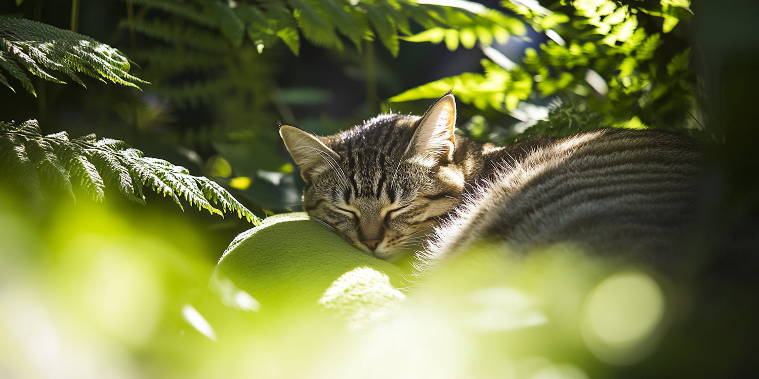 Serene Tabby Cat in Foliage