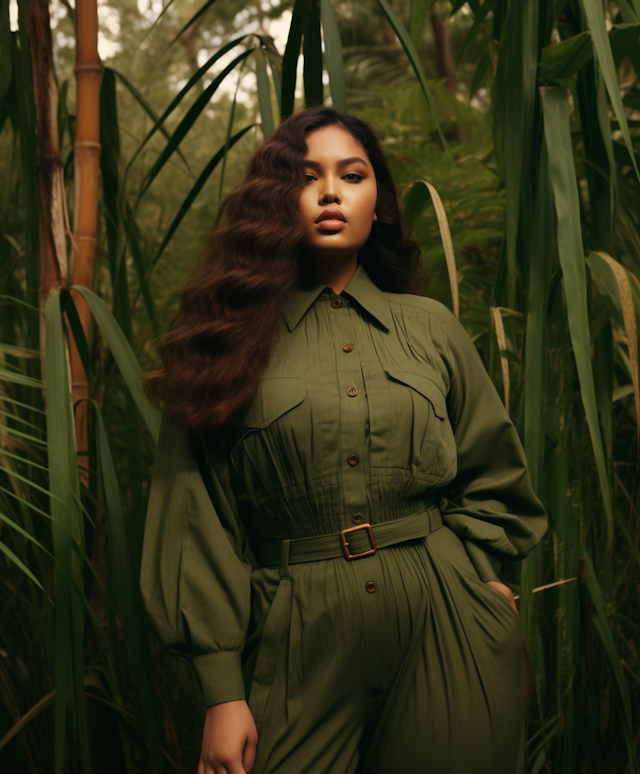 Forest Poise in Olive Jumpsuit