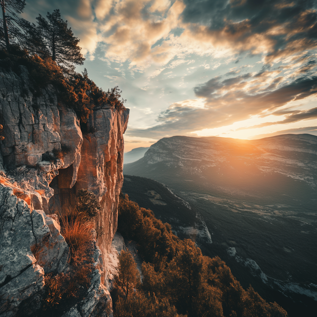 Majestic Sunset Over Rugged Cliffs