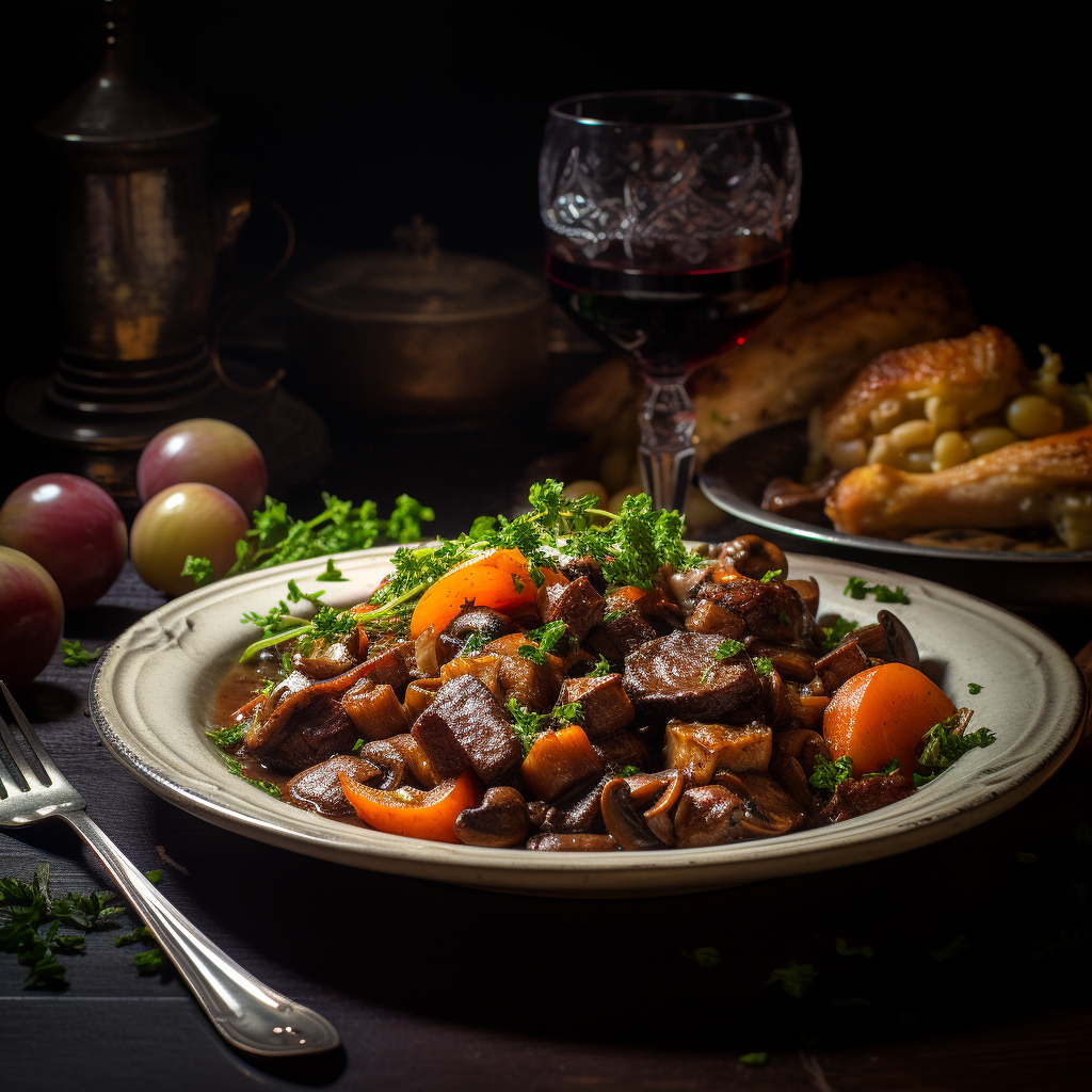 Rustic Beef Stew with Carrots and Mushrooms Photo on Lummi