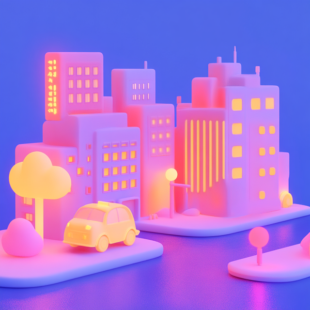 Neon Urban Landscape 3D Render