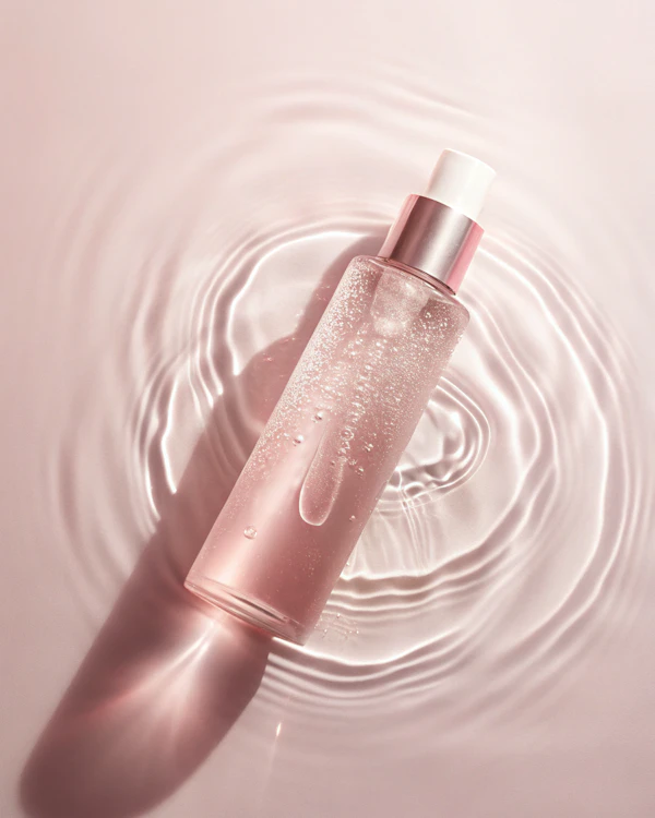 Elegant Skincare Bottle on Water
