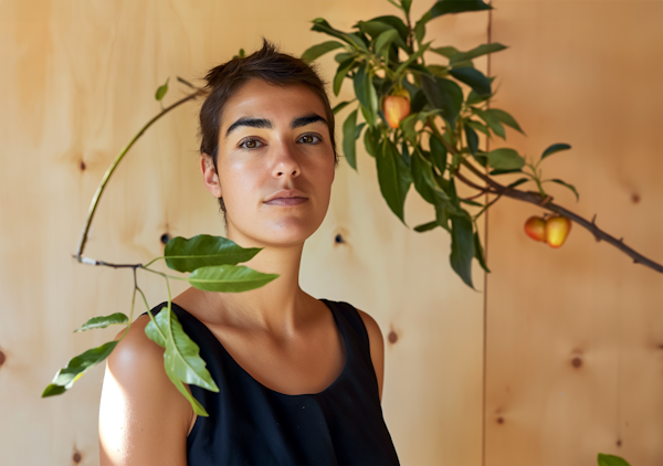 Mediterranean Young Adult with Plant