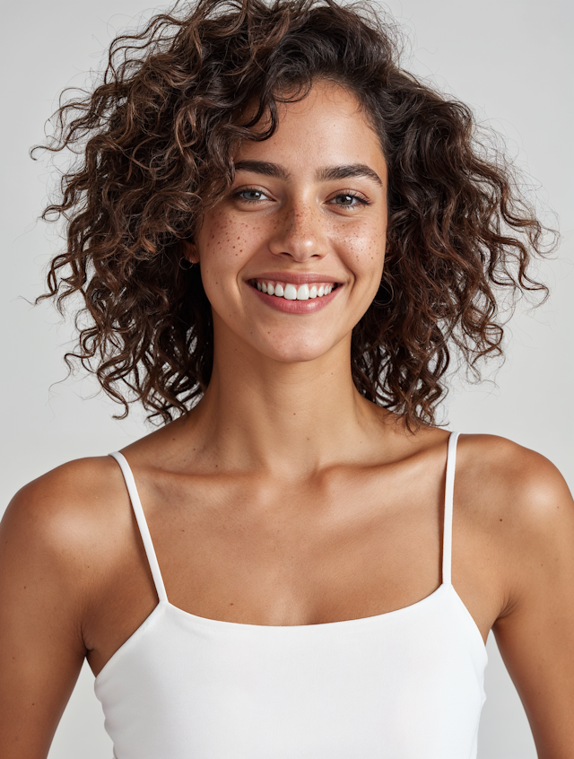 Smiling Woman with Curly Hair