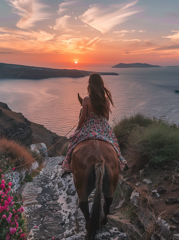 Serene Horseback Ride at Sunset