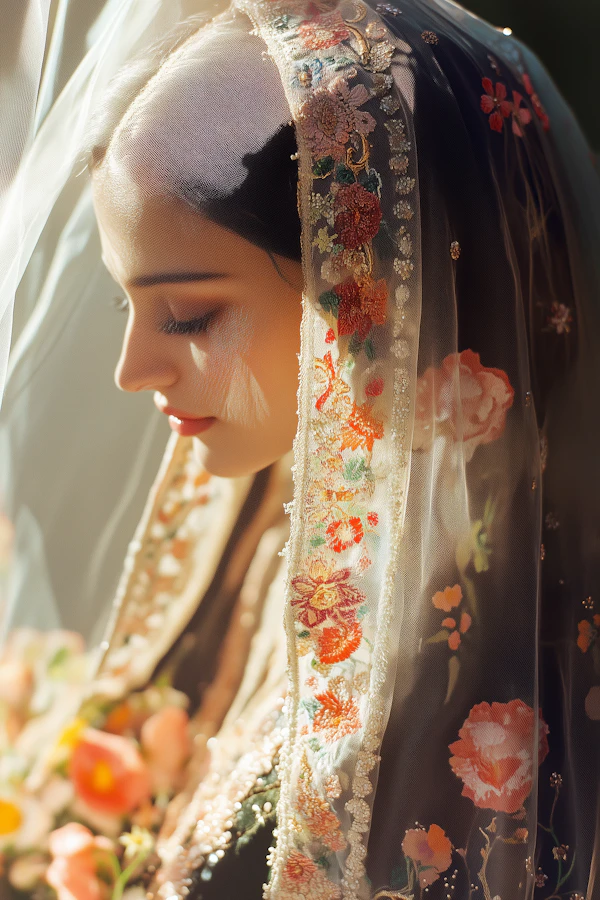 Woman in Embroidered Veil