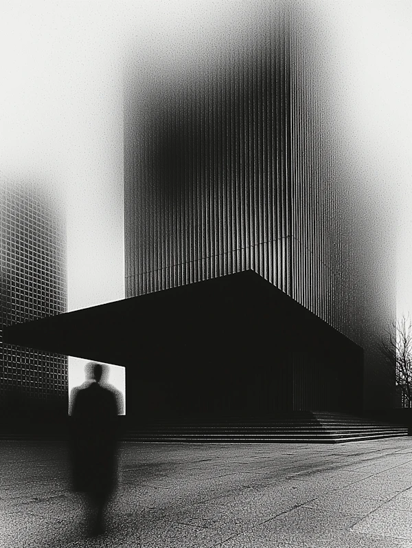Modern Architecture with Solitary Figure