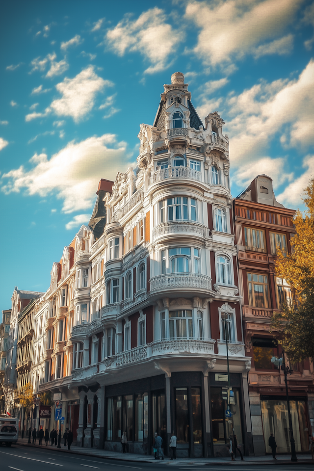 Ornate Building on Street Corner