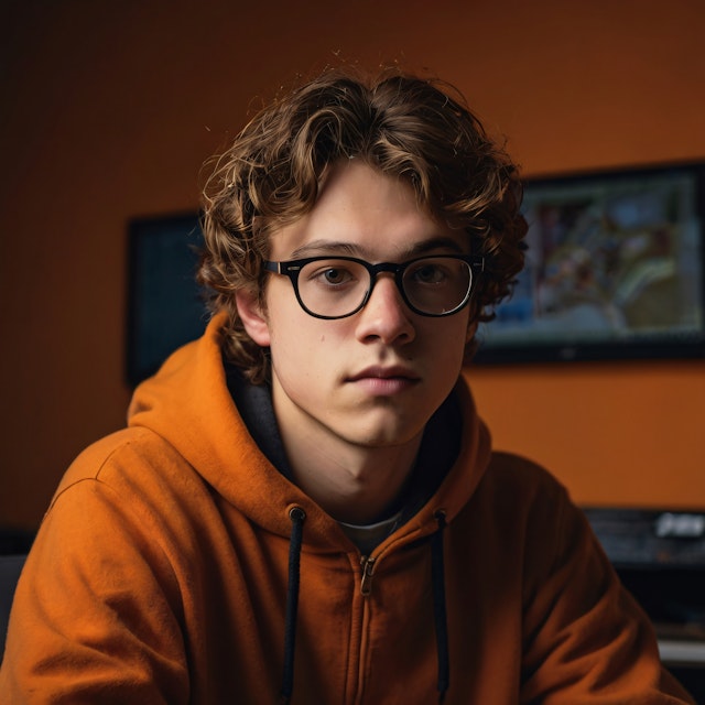 Portrait of a Young Person in an Orange Hoodie