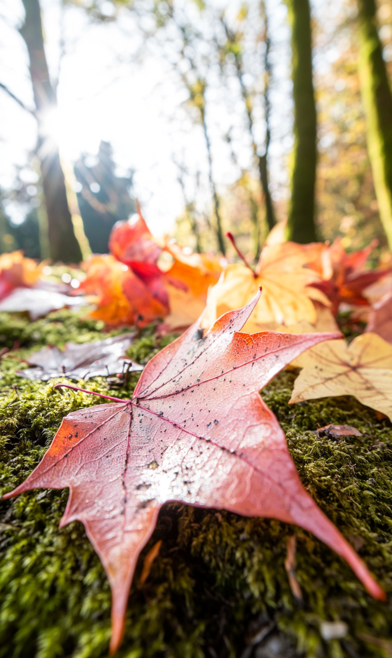 Autumn Leaves on Moss