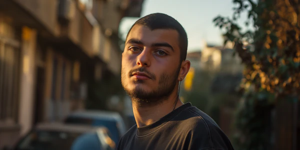 Portrait of Young Man in Urban Golden Hour