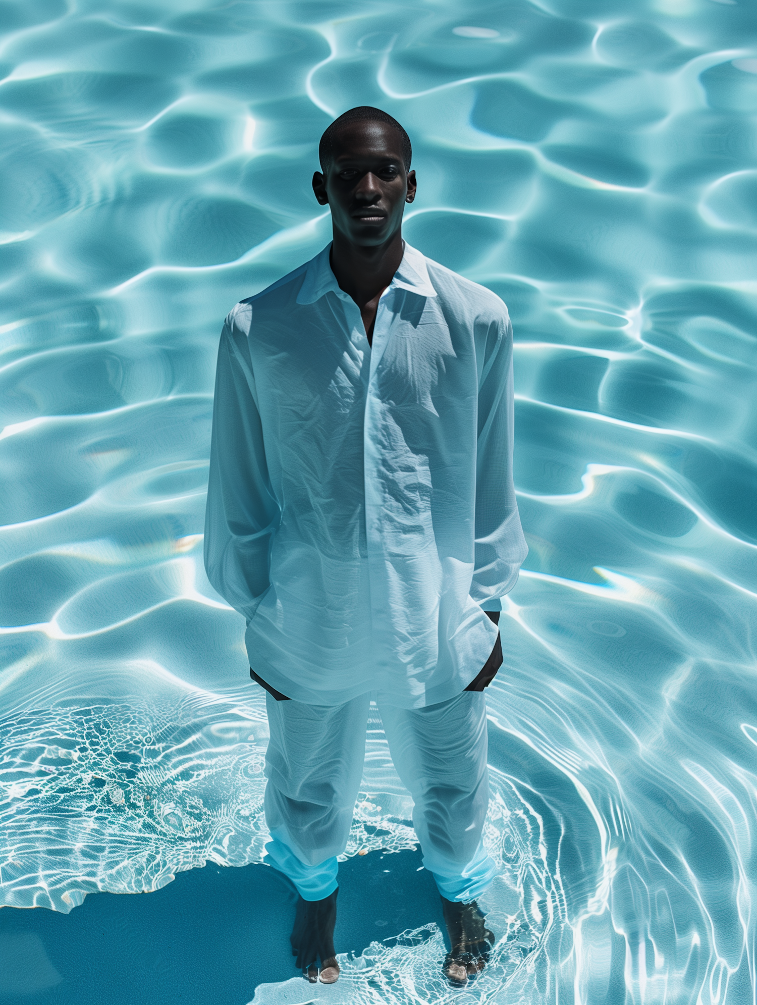 Man in Serene Pool