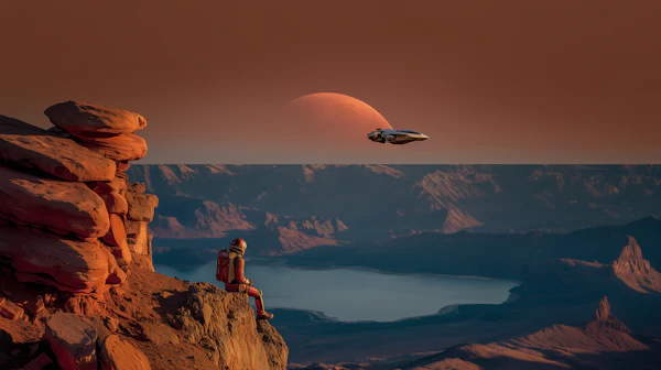 Astronaut on Alien Cliff