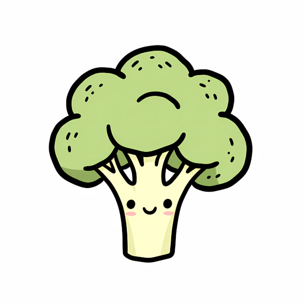 Smiling Broccoli Character