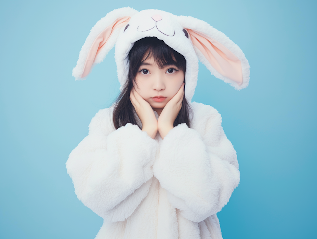 Serene Woman in Bunny Costume