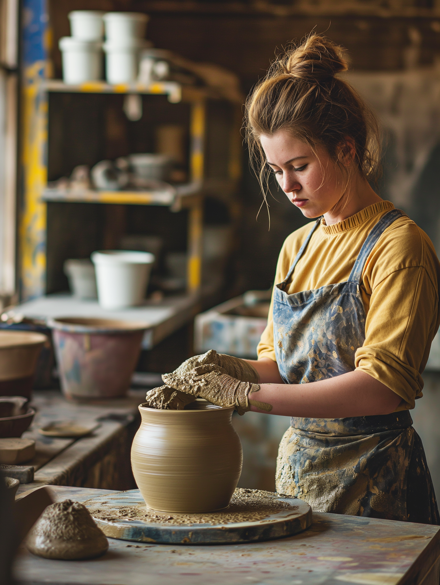 Crafting Serenity: The Potter at Her Wheel