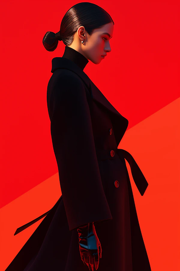 Contemplative Side Profile Against Red