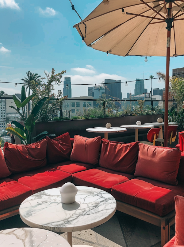 Stylish Outdoor Seating Area in Urban Setting