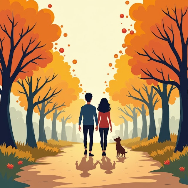 Autumn Stroll with Dog