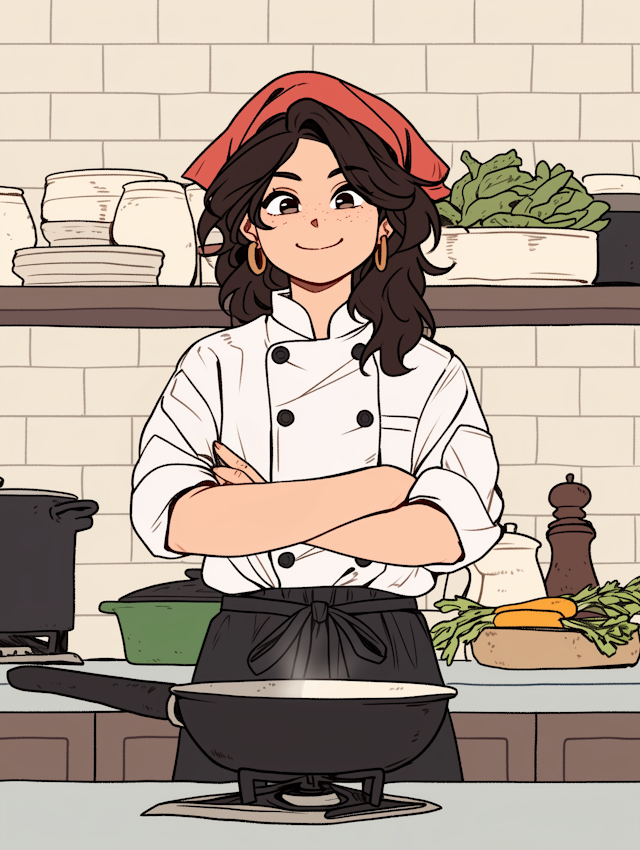 Confident Chef in Kitchen