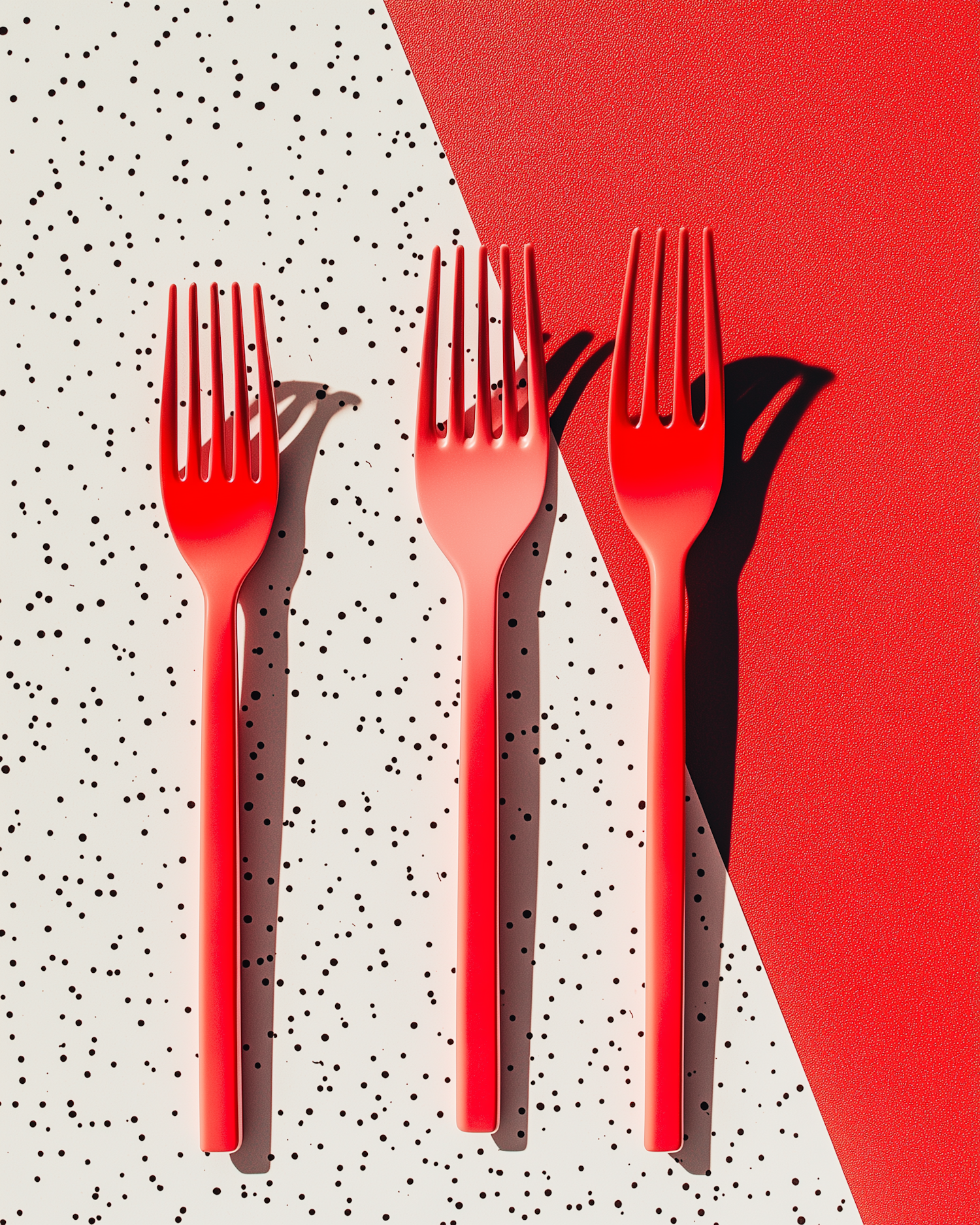 Red Forks on Dual Background