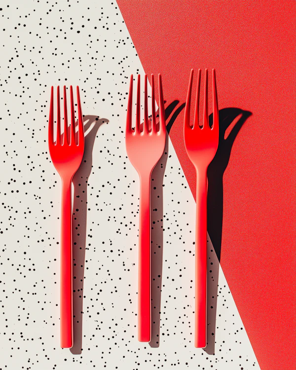 Red Forks on Dual Background