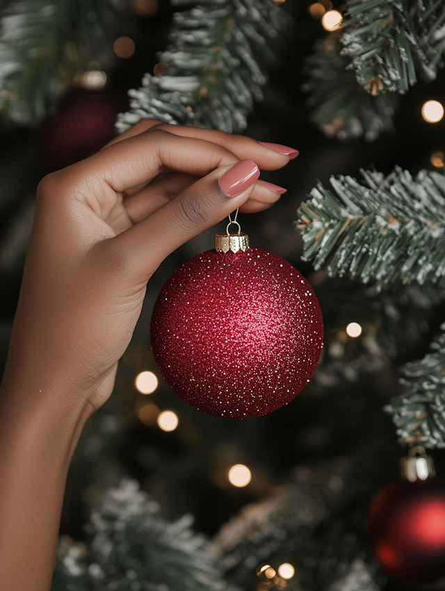 Close-up of Hand Holding Christmas Ornament