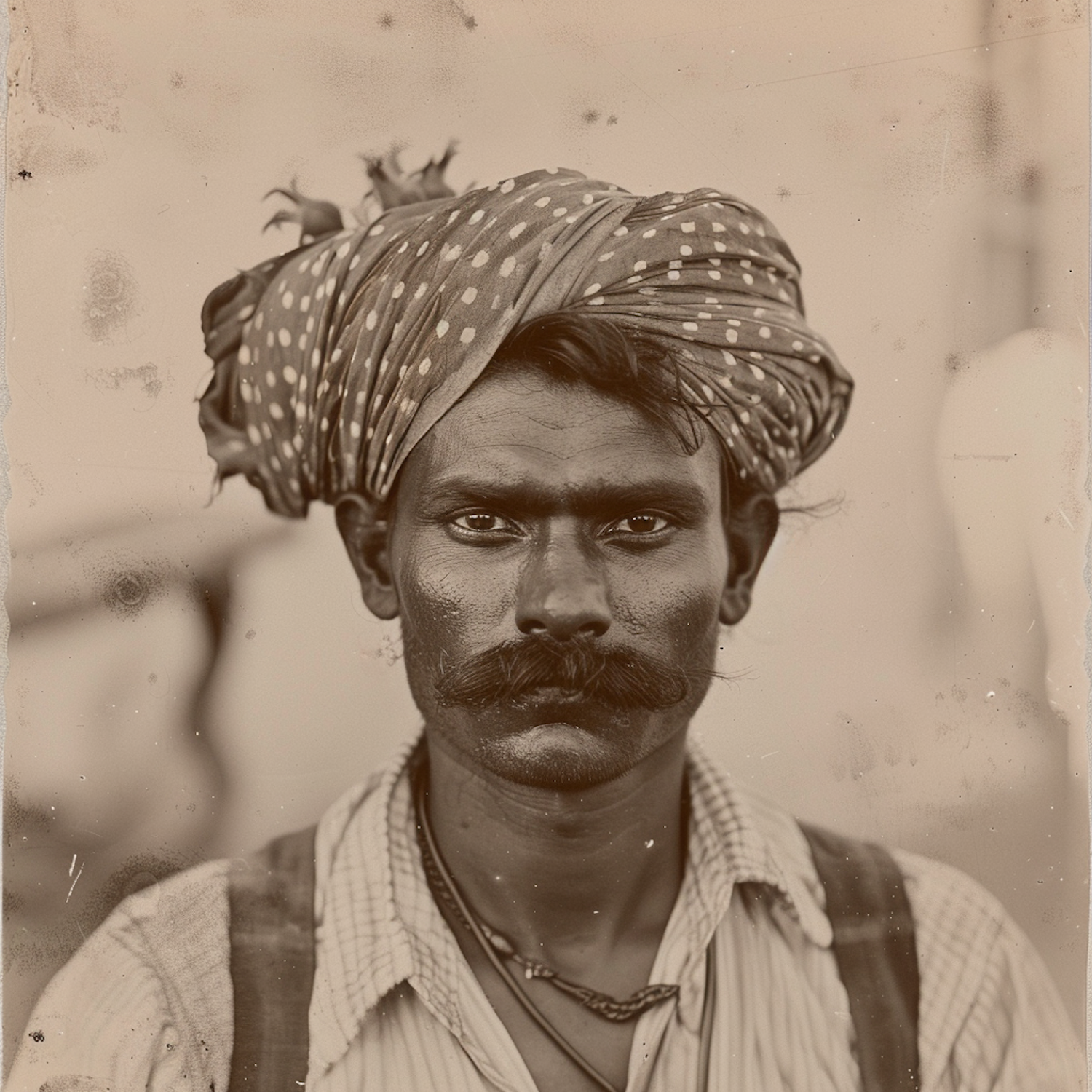 Sepia-Toned Portrait of Man with Turban