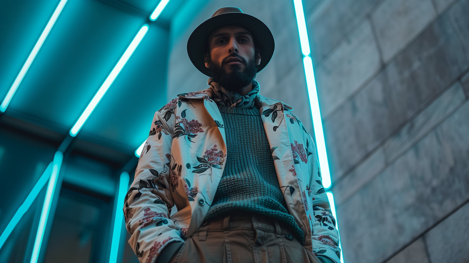 Man in Blue Neon Light