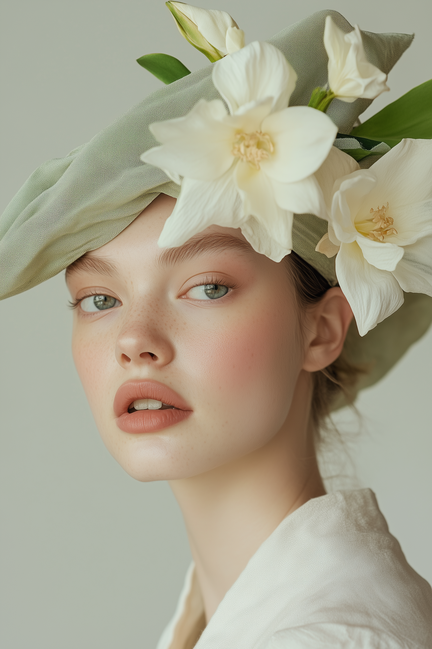 Portrait of a Young Woman with Floral Hat