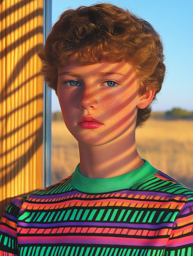 Portrait of a Young Person with Curly Hair