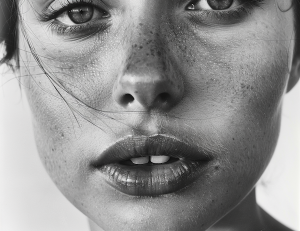 Intense Gaze of a Freckled Woman